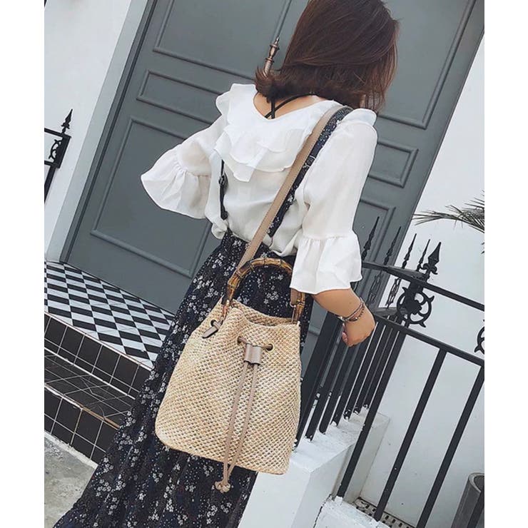 バンブーハンドル カゴショルダー バッグ | Pumpkin  Port | 詳細画像8 