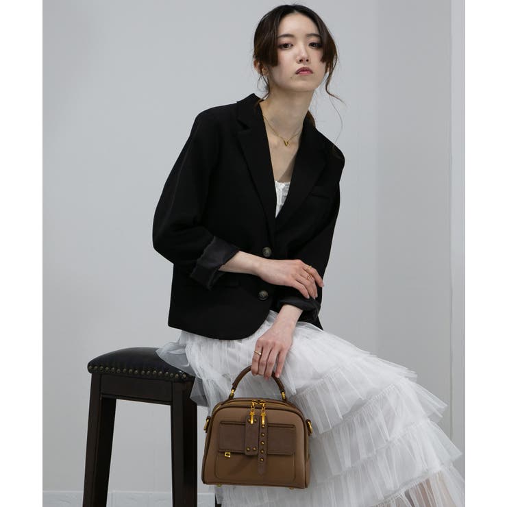 ロゴベルト付Wファスナーチャーム付スクエアショルダーバッグ | Pumpkin  Port | 詳細画像10 