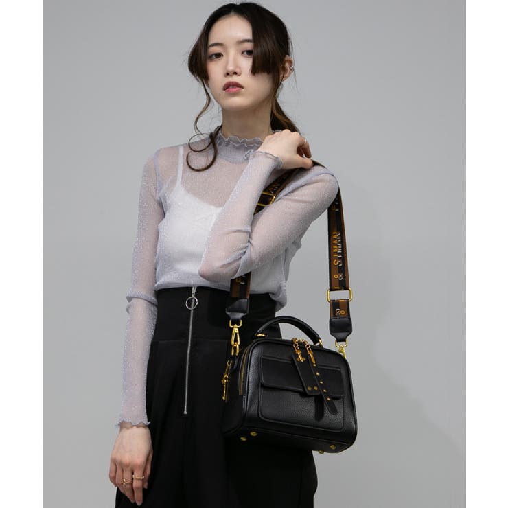 ロゴベルト付Wファスナーチャーム付スクエアショルダーバッグ | Pumpkin  Port | 詳細画像15 