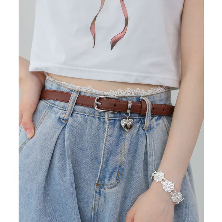 シルバー ハートチャーム付ベルト | Pumpkin  Port | 詳細画像2 