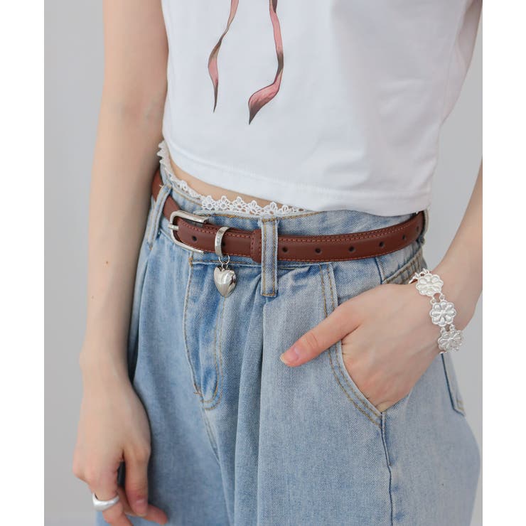 シルバー ハートチャーム付ベルト | Pumpkin  Port | 詳細画像5 