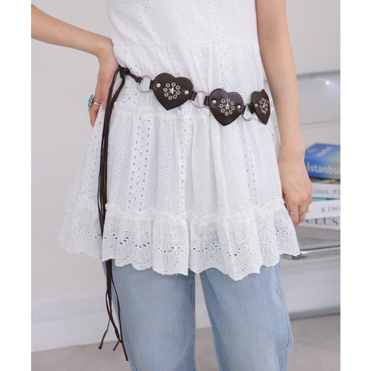 ハート＆星スタッズ ウエスタン リボンベルト | Pumpkin  Port | 詳細画像3 