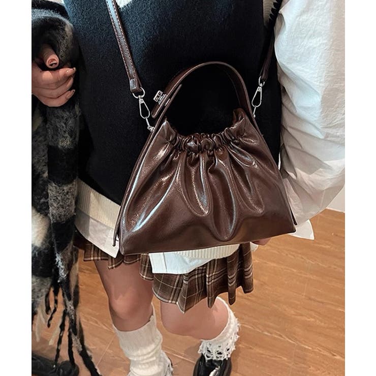 ギャザー巾着タイプ スクエアショルダーBAG | Pumpkin  Port | 詳細画像13 