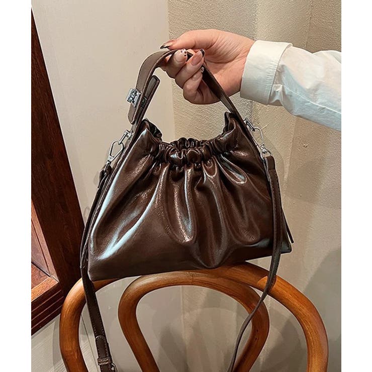 ギャザー巾着タイプ スクエアショルダーBAG | Pumpkin  Port | 詳細画像16 