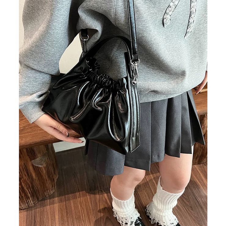 ギャザー巾着タイプ スクエアショルダーBAG | Pumpkin  Port | 詳細画像2 