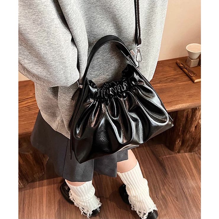 ギャザー巾着タイプ スクエアショルダーBAG | Pumpkin  Port | 詳細画像6 