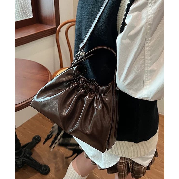 ギャザー巾着タイプ スクエアショルダーBAG | Pumpkin  Port | 詳細画像9 