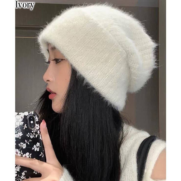 アイボリー | シャギーニット BIGサイズニット帽 | Pumpkin  Port