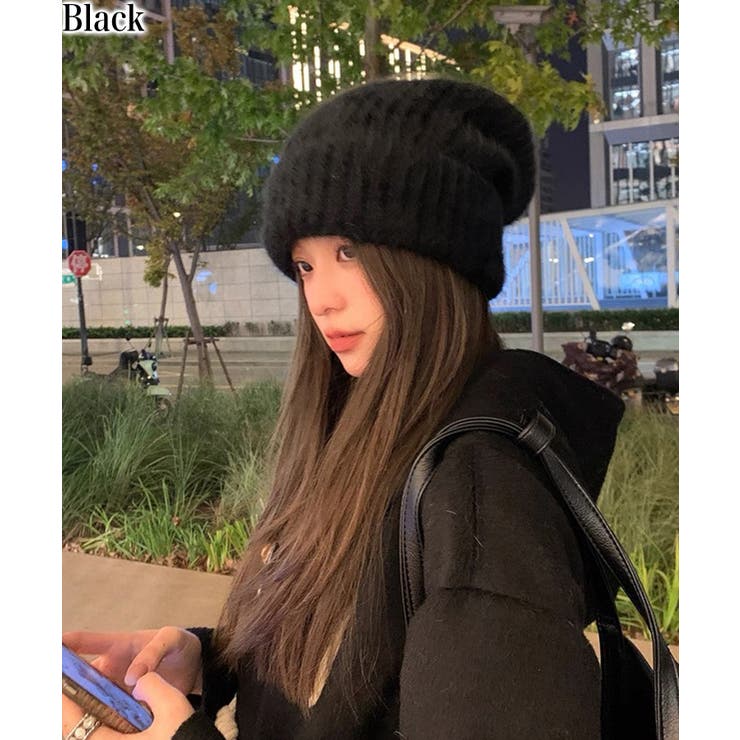 ブラック | シャギーニット BIGサイズニット帽 | Pumpkin  Port