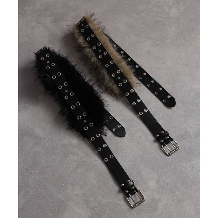 スタッズ付ボリュームファーベルト[品番：PPNW0005046]｜Pumpkin Port