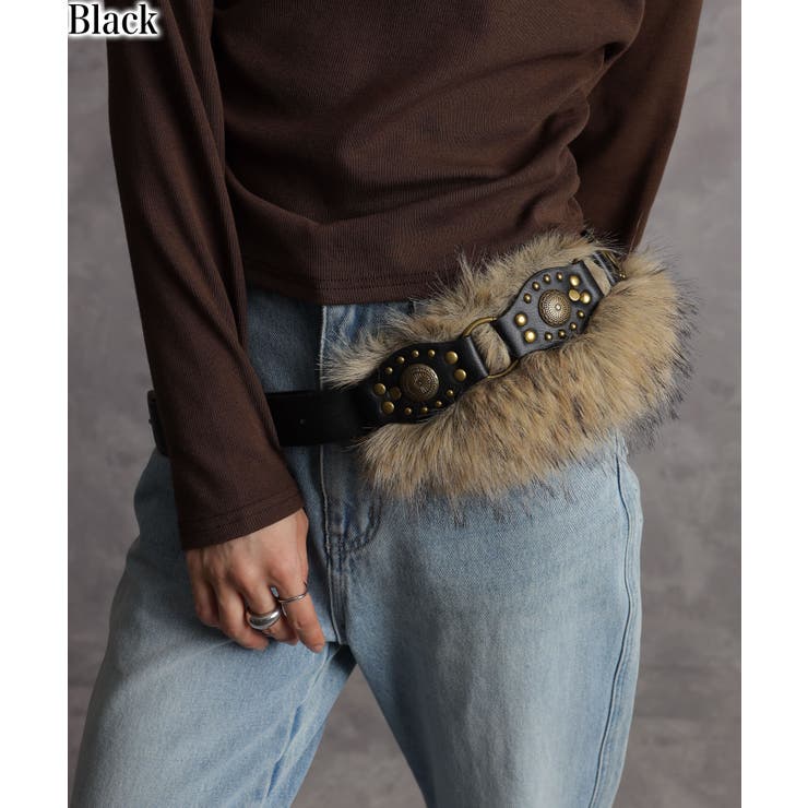 コンチョ＆ボリュームファーベルト[品番：PPNW0005047]｜Pumpkin Port