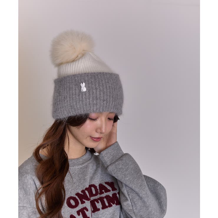 配色カラー ファーボンボン ニット帽[品番：PPNW0005093]｜Pumpkin