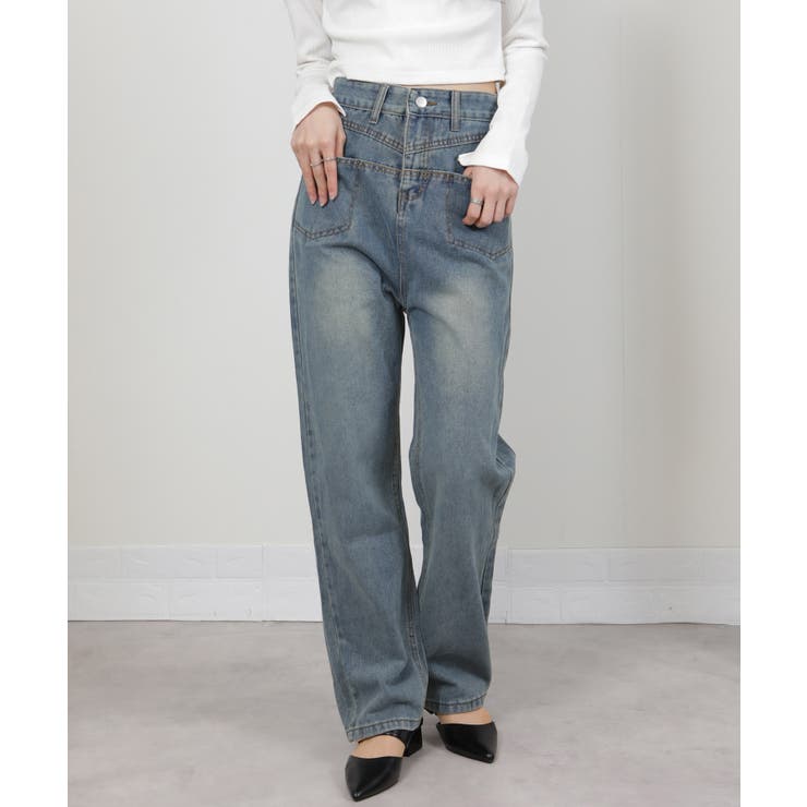 ダブルフロントポケット デニムワイドパンツ | Pumpkin  Port | 詳細画像4 