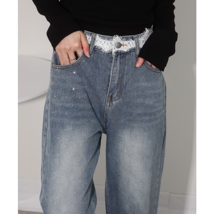 レースウエスト ジルコン付 デニムパンツ | Pumpkin  Port | 詳細画像10 