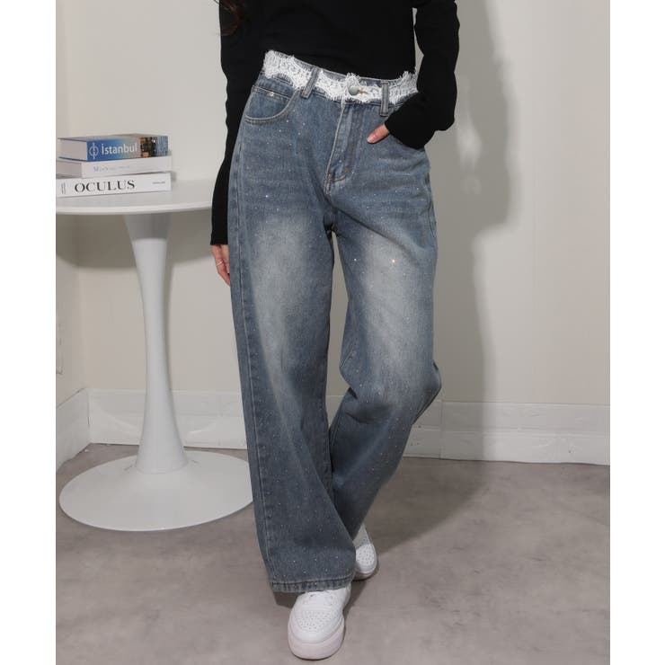 レースウエスト ジルコン付 デニムパンツ | Pumpkin  Port | 詳細画像11 