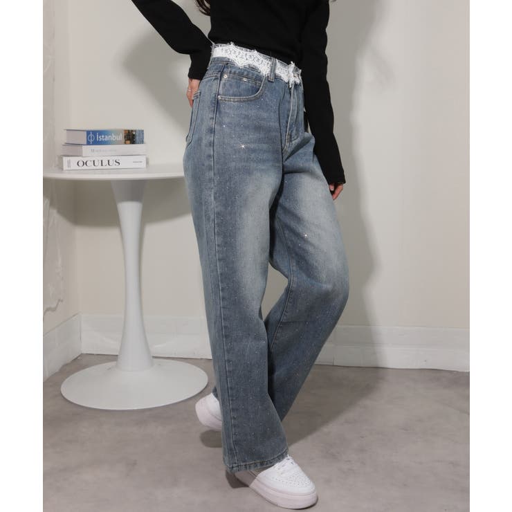 レースウエスト ジルコン付 デニムパンツ | Pumpkin  Port | 詳細画像12 