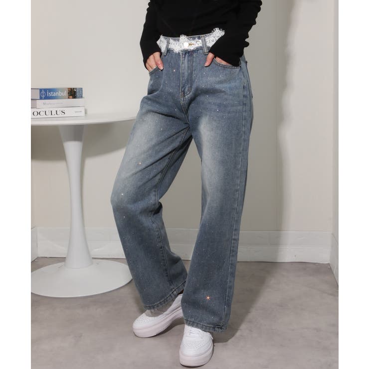 レースウエスト ジルコン付 デニムパンツ | Pumpkin  Port | 詳細画像13 