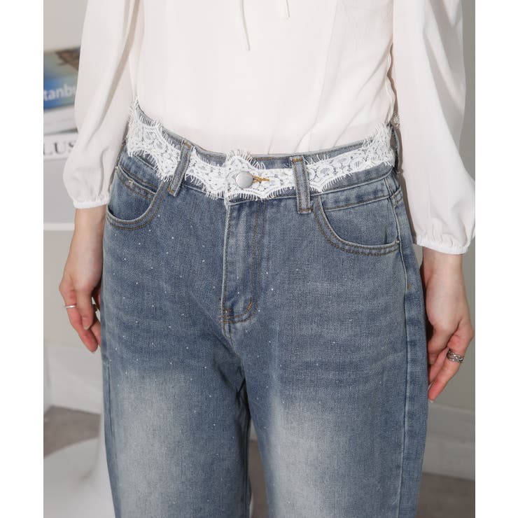 レースウエスト ジルコン付 デニムパンツ | Pumpkin  Port | 詳細画像14 