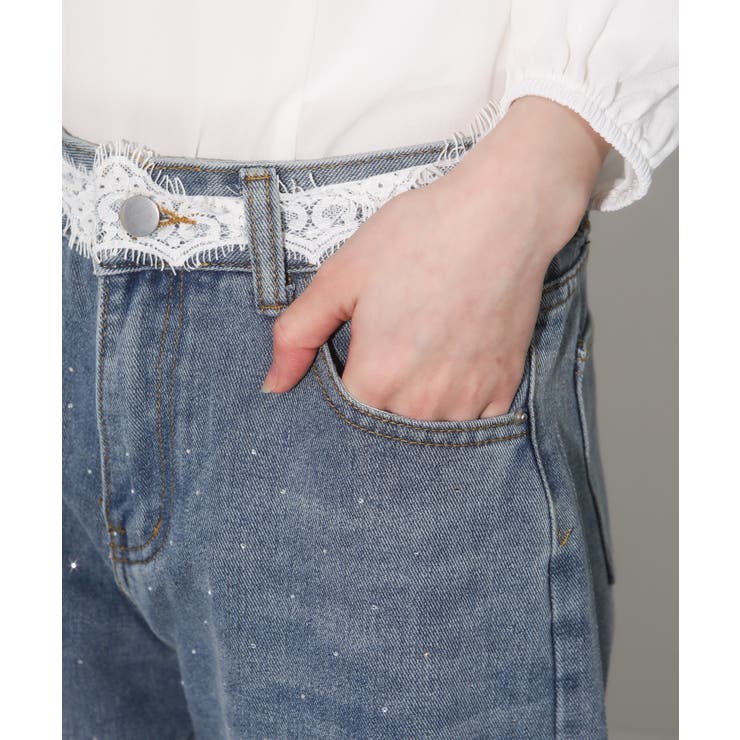 レースウエスト ジルコン付 デニムパンツ | Pumpkin  Port | 詳細画像15 