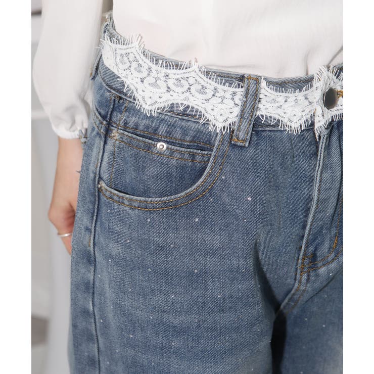 レースウエスト ジルコン付 デニムパンツ | Pumpkin  Port | 詳細画像16 