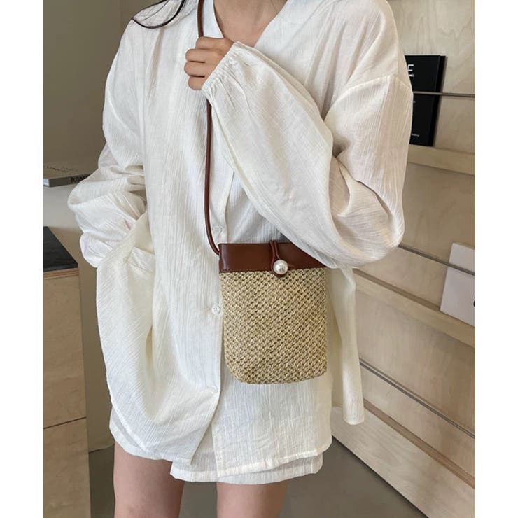 パールボタン ジュート素材 サコッシュバッグ | Pumpkin  Port | 詳細画像10 