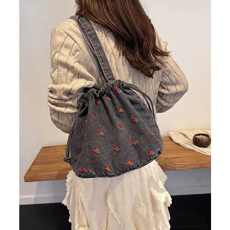 チューリップ刺繍 巾着 トートバッグ | Pumpkin  Port | 詳細画像3 