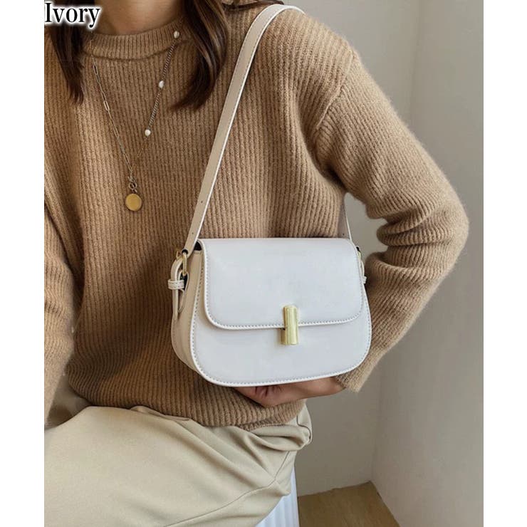 アイボリー | ラウンド型ゴールドビット ショルダーバッグ | Pumpkin  Port