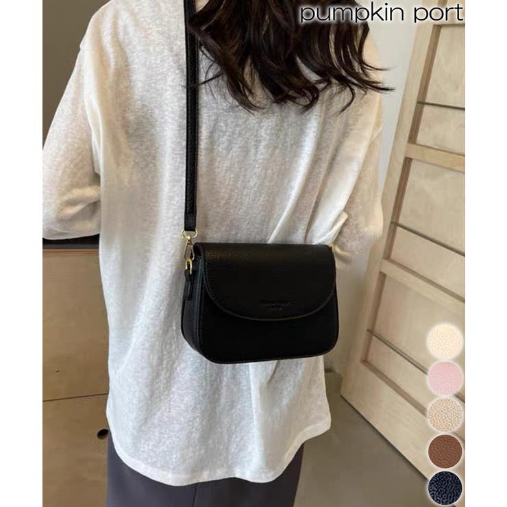 ロゴポイント ラウンド型フラップショルダーバッグ | Pumpkin  Port | 詳細画像1 