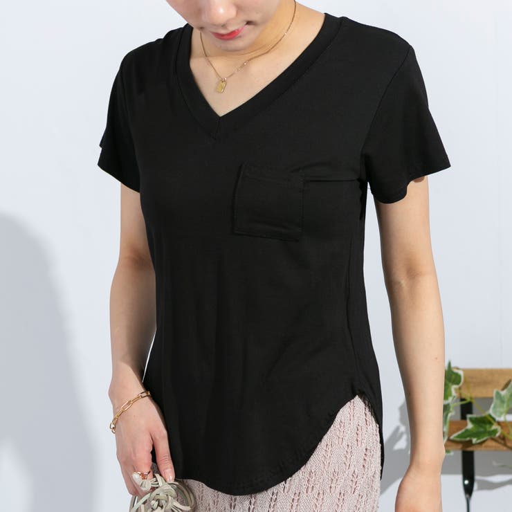 テロっと素材の Vネック Tシャツ[品番：PPNW0003264]｜Pumpkin Port