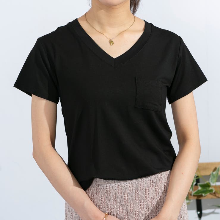 テロっと素材の Vネック Tシャツ[品番：PPNW0003264]｜Pumpkin Port