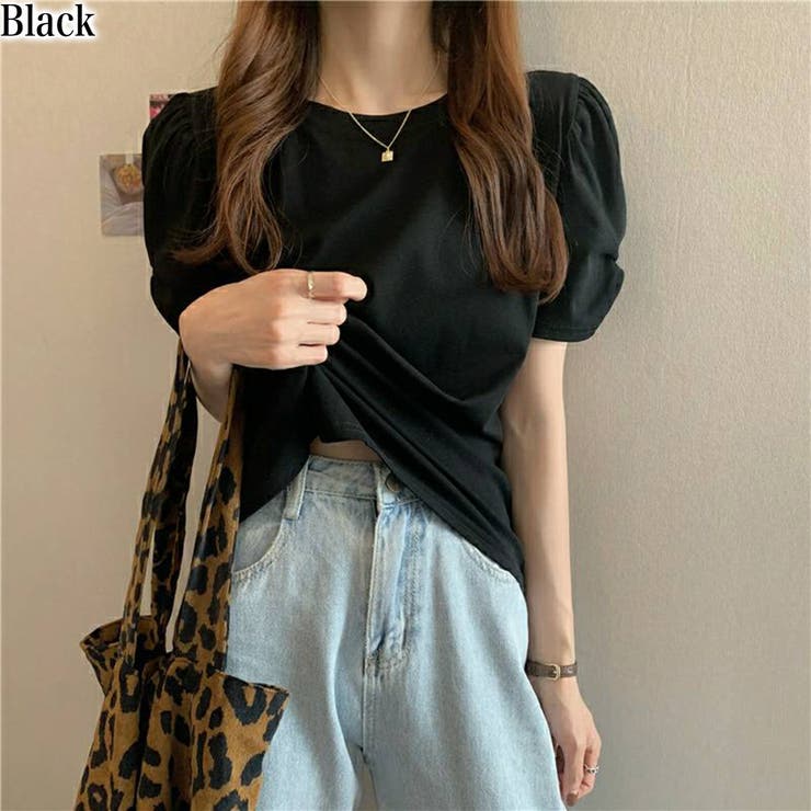 ビッグリボン Tシャツ 2色 パフスリーブ 大人可愛い カジュアル tx-dd-109s.jpg