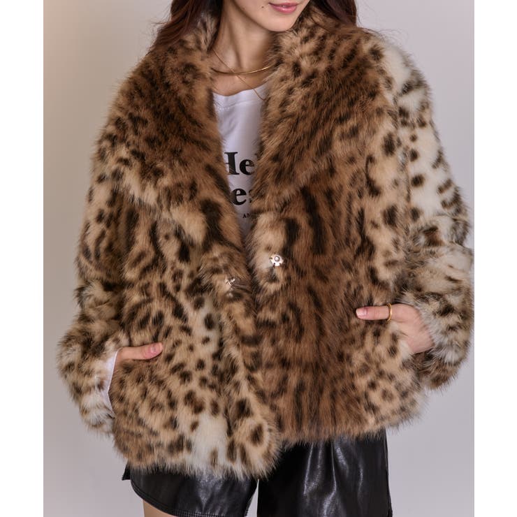 ヒョウ柄 フェイクファー コート[品番：PPNW0005094]｜Pumpkin Port