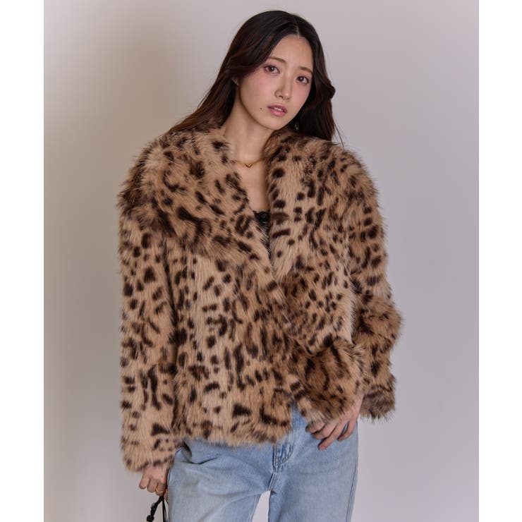 ヒョウ柄 フェイクファー コート[品番：PPNW0005094]｜Pumpkin Port