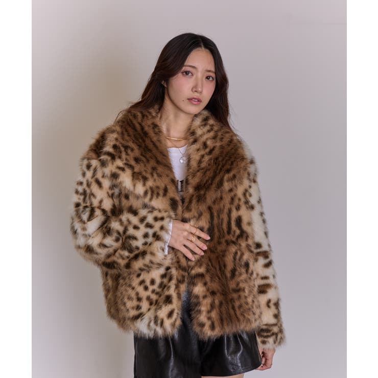 ヒョウ柄 フェイクファー コート[品番：PPNW0005094]｜Pumpkin Port