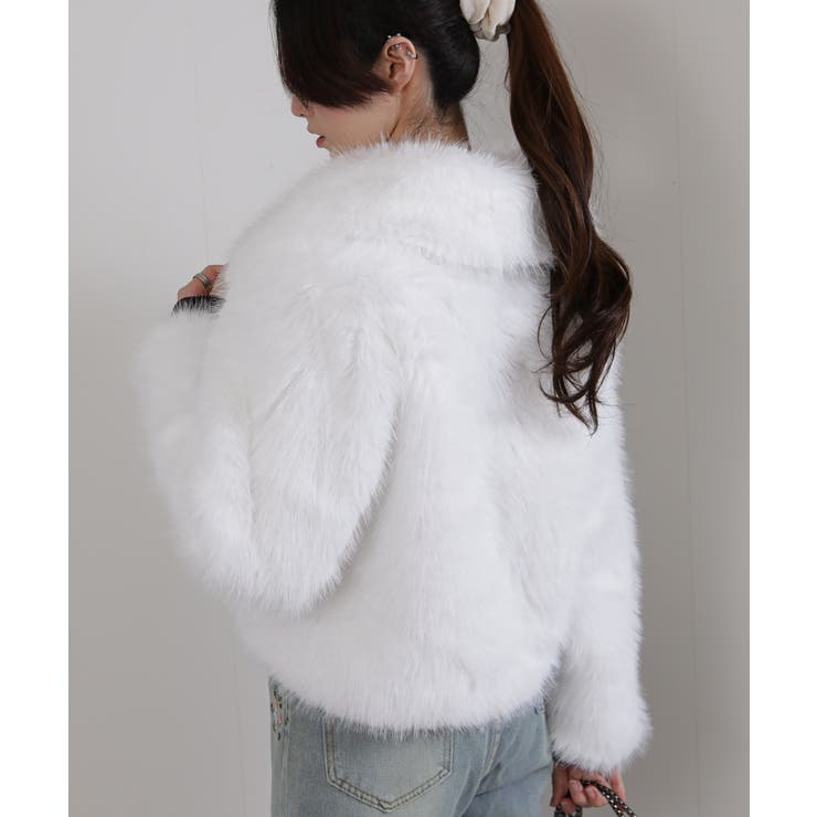 ビッグ襟 フェイクファー 両脇ポケ付き ショート丈コート | Pumpkin  Port | 詳細画像22 