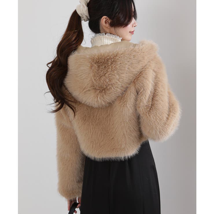 フード付き 毛足長フェイクファー ショート丈 ジップアップ ブルゾン | Pumpkin  Port | 詳細画像19 