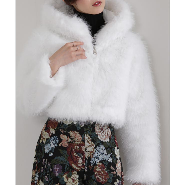 フード付き 毛足長フェイクファー ショート丈 ジップアップ ブルゾン | Pumpkin  Port | 詳細画像28 