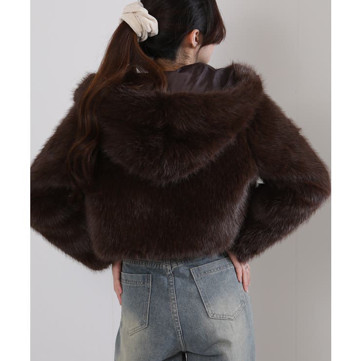 フード付き 毛足長フェイクファー ショート丈 ジップアップ ブルゾン | Pumpkin  Port | 詳細画像38 