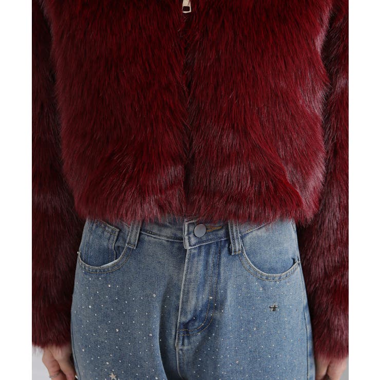 フード付き 毛足長フェイクファー ショート丈 ジップアップ ブルゾン | Pumpkin  Port | 詳細画像43 