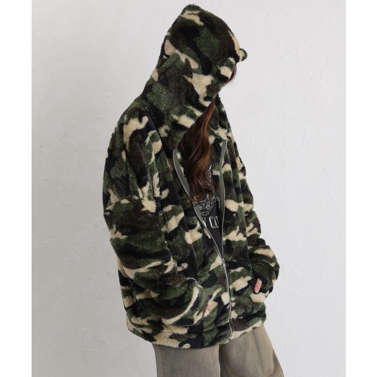 ボア素材 迷彩柄 ZIP-UP パーカー[品番：PPNW0005104]｜Pumpkin Port