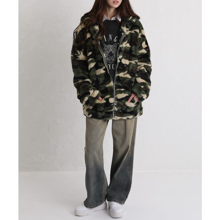 ボア素材 迷彩柄 ZIP-UP パーカー[品番：PPNW0005104]｜Pumpkin Port