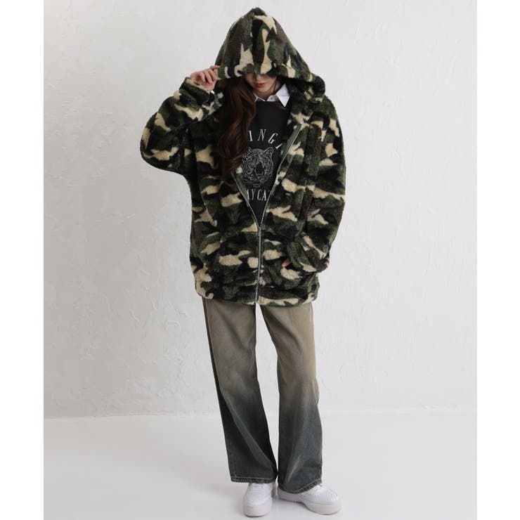 ボア素材 迷彩柄 ZIP-UP パーカー[品番：PPNW0005104]｜Pumpkin Port
