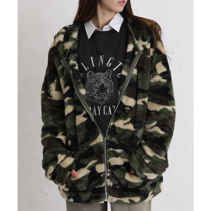 ボア素材 迷彩柄 ZIP-UP パーカー[品番：PPNW0005104]｜Pumpkin Port