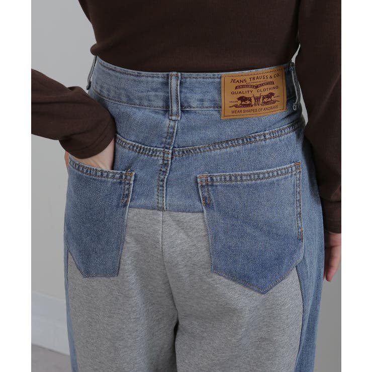 BACK スウェット切替 デニムパンツ | Pumpkin  Port | 詳細画像16 