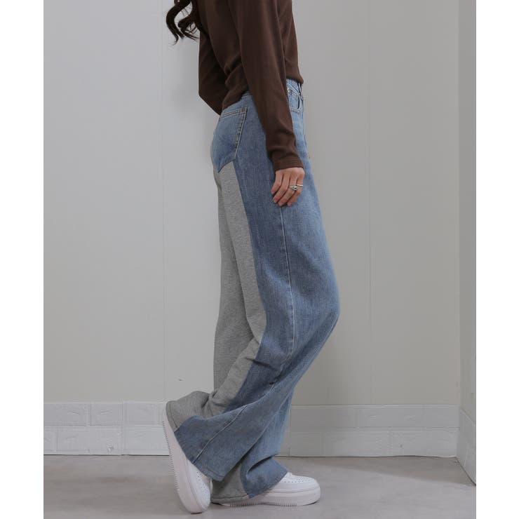 BACK スウェット切替 デニムパンツ | Pumpkin  Port | 詳細画像9 