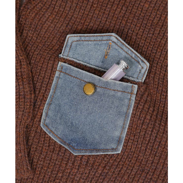 Gジャン切替 BIGサイズ Vネック ニット カーディガントップス | Pumpkin  Port | 詳細画像26 