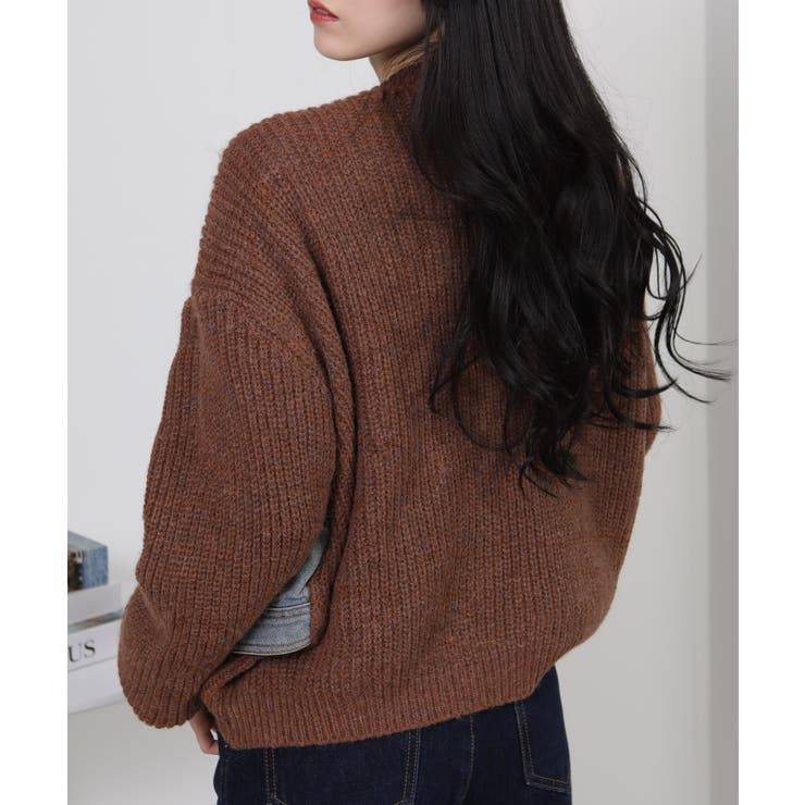 Gジャン切替 BIGサイズ Vネック ニット カーディガントップス | Pumpkin  Port | 詳細画像6 