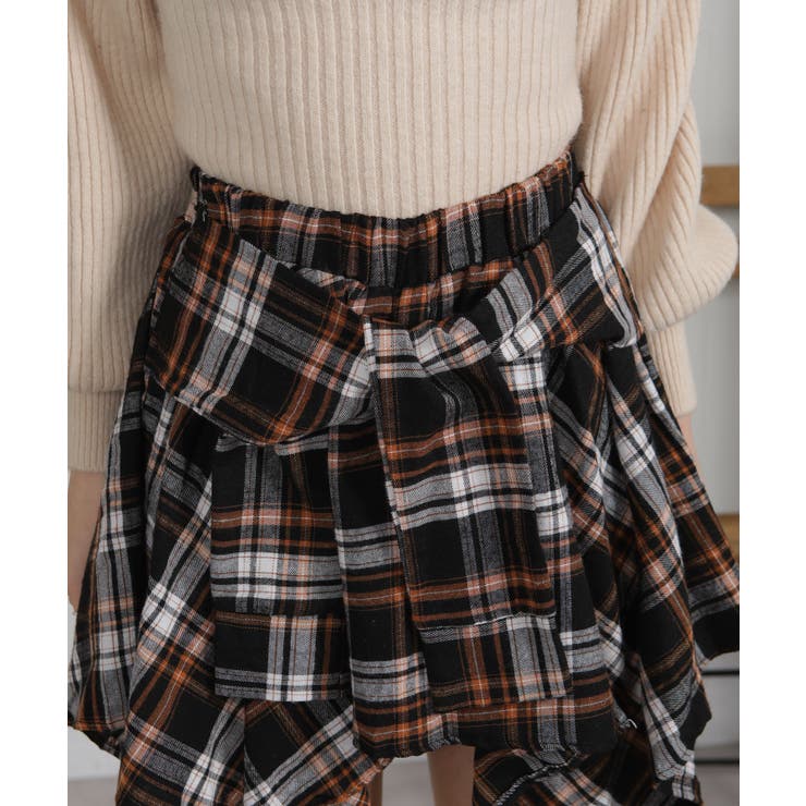 フェイクレイヤード シャツデザイン チェック柄ミニスカート（インパン付） | Pumpkin  Port | 詳細画像34 