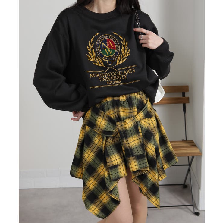 フェイクレイヤード シャツデザイン チェック柄ミニスカート（インパン付） | Pumpkin  Port | 詳細画像4 