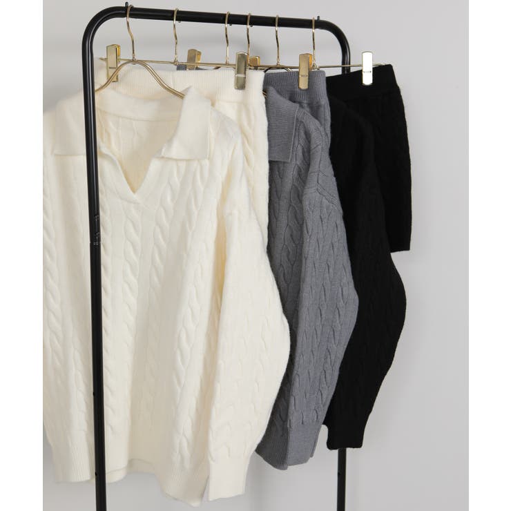 2点上下セット ケーブルニットトップス+ショートパンツ | Pumpkin  Port | 詳細画像24 